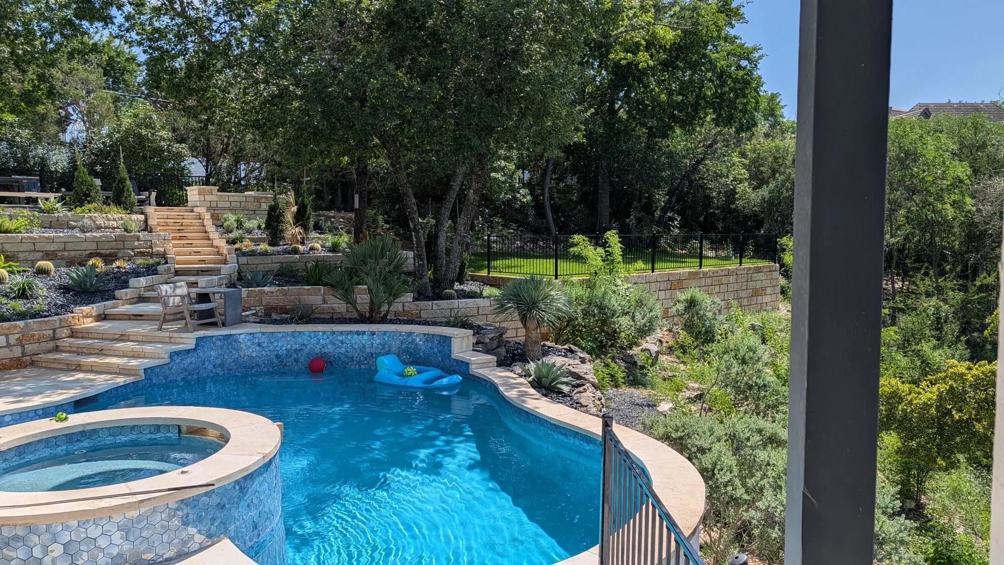 Pool Terrace &amp; Tiered Beds — West Lake Hills