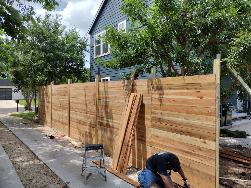 Horizontal Fence Build - Dripping Springs