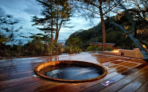 Deck with hot tub