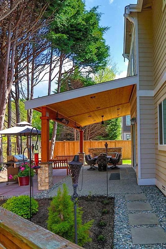 Modern slanted patio cover design