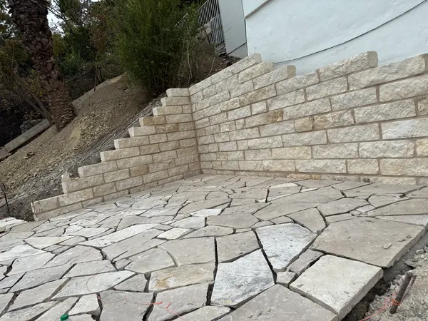 Limestone Wall with Patio