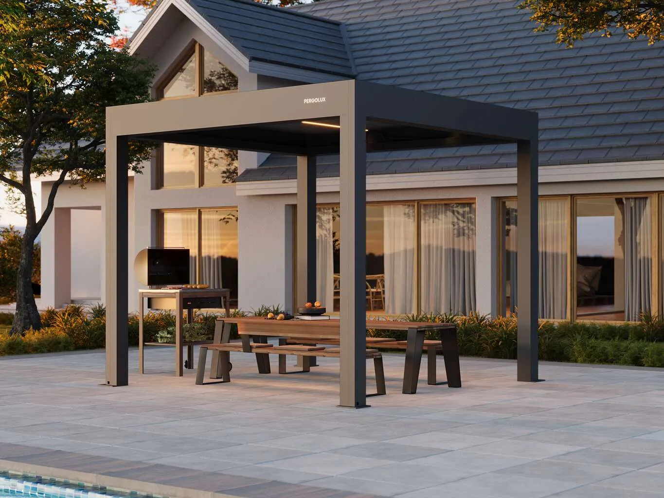 Modern pergola installation — Barton Creek, Austin