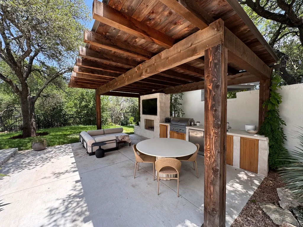Cedar beam patio cover — West Lake Hills