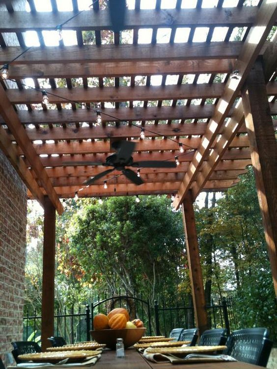 Outdoor fan and lighting integration in pergola design