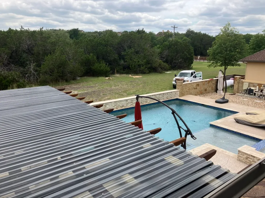 Pergola with tongue and groove roof — Lakeway