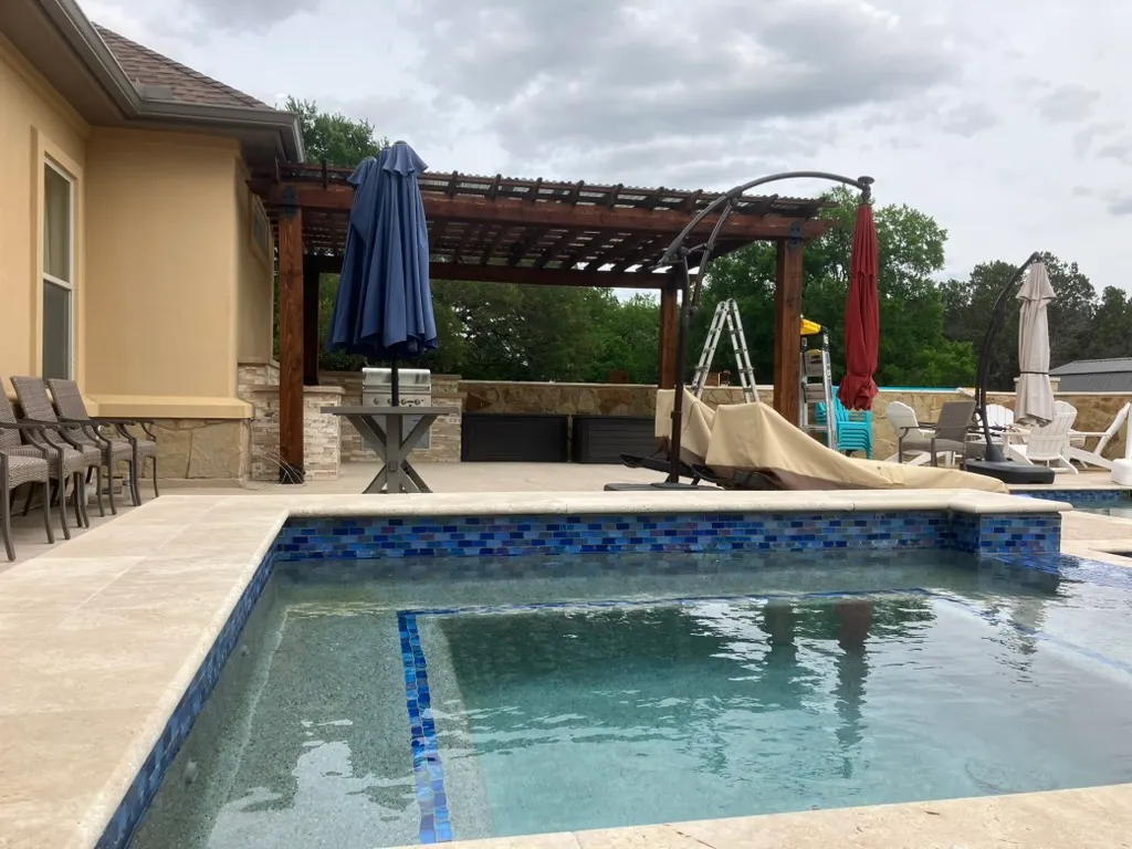 Modern pergola over pool — Austin