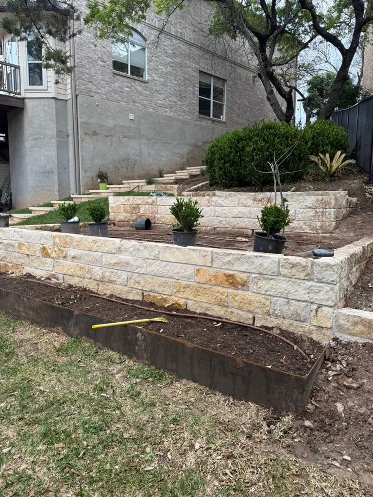 Tiered retaining wall with plantings — Barton Creek