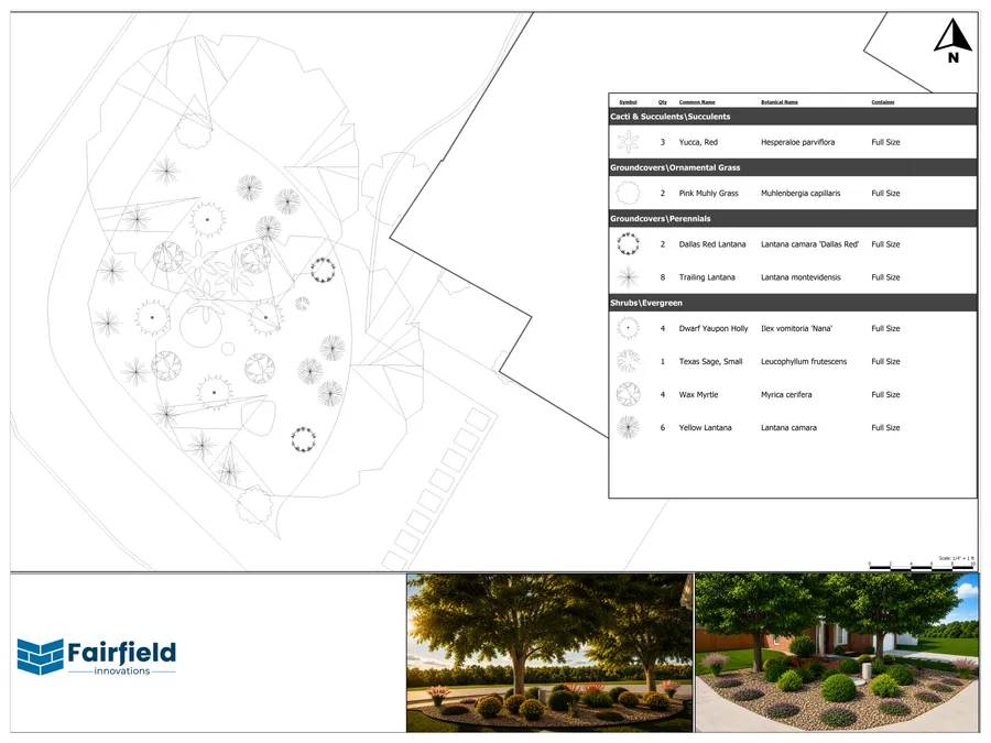 Detailed landscape site plan showing all design elements together