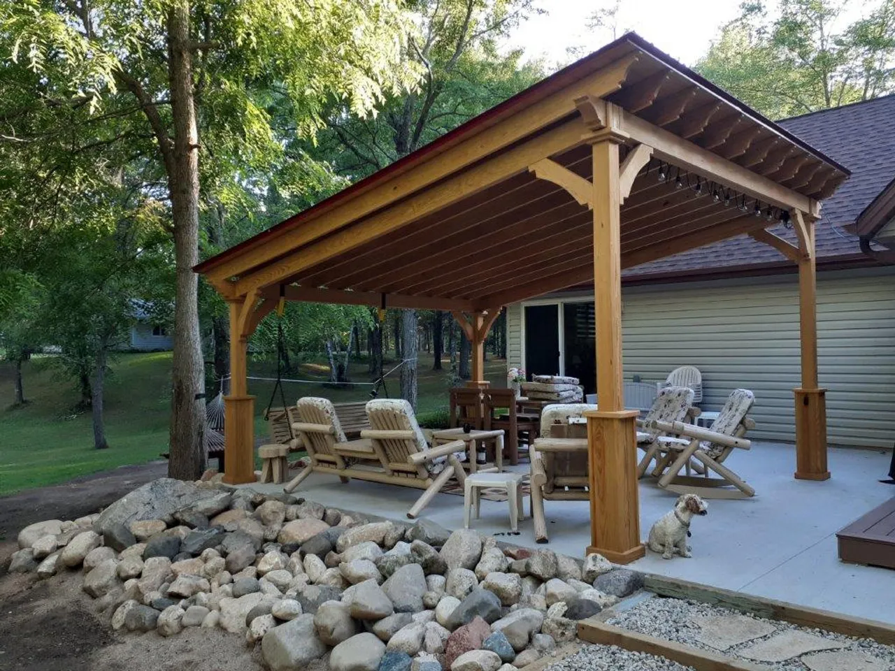 Slant roof patio cover installation
