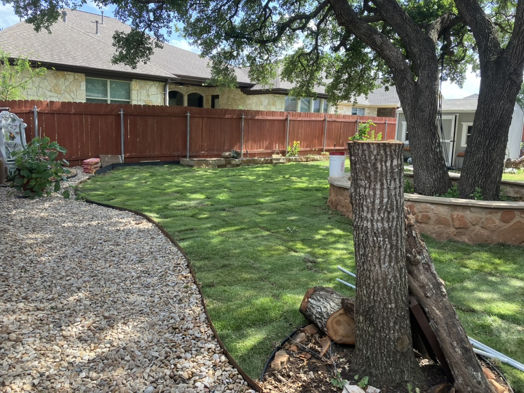 Sod Installation with Rocks - West Lake Hills