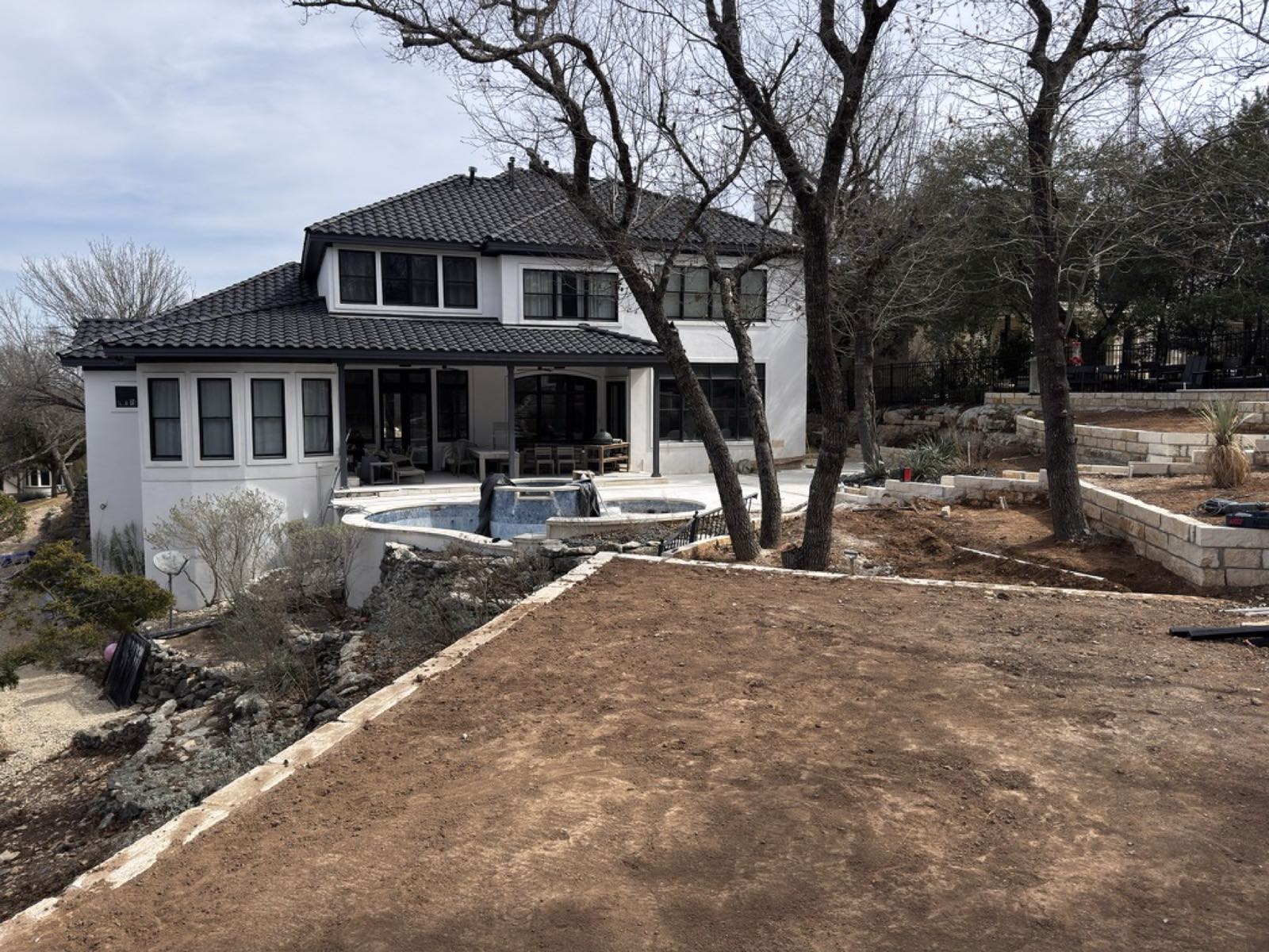 Grading complete, with the future lawn panel roughed in