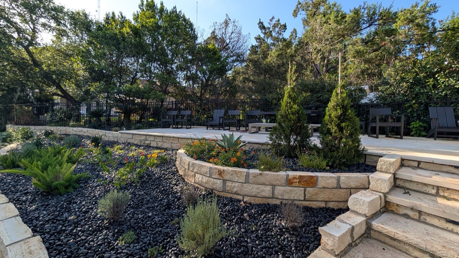 The upper patio, finished